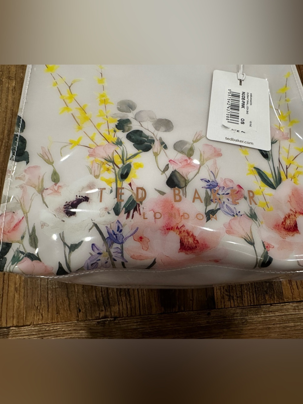 Ted Baker light pink Floral Patent Tote with Pink & Yellow Accents - Picture 4 of 9